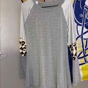 Grey long sleeve with leopard mid sleeve!